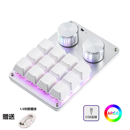 COIDEA Mini Wired RGB Keypad with Knob – Portable Macro Programming Keyboard for PS/Design Custom Controls, Gaming & Creative Work Gift Device