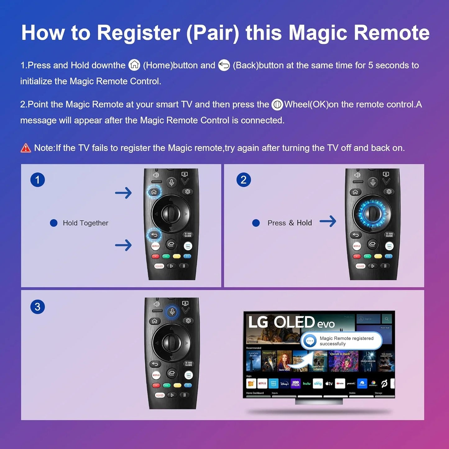 Replacement Remote Control for LG Smart TV - Voice Magic Remote with Voice Pointer for UHD, OLED, QNED LG TVs