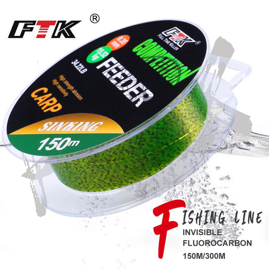 FTK 3D Invisible Carp Fishing Line Nylon Monofilament – Super Strong Fluorocarbon 150m/300m Tensile Fishing Line for Carp & Freshwater Fishing
