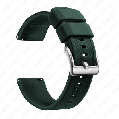 Quick-Release Silicone Watch Band - 18mm, 20mm and 22mm Rubber Replacement Strap for Huawei, Samsung Galaxy and Garmin Watches