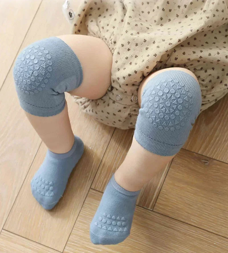 Baby Knee Pads Socks Set – Anti-Slip Crawling Safety Socks for Girls & Boys, Solid Color Leg Protector