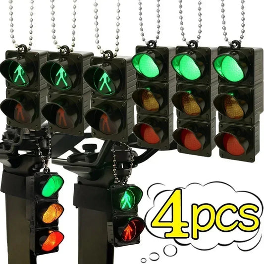1/4Pcs Mini Simulation Electronic Traffic Light Keychain – LED Pedestrian Light Toy for Kids’ Learning & Gifts
