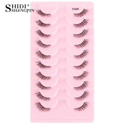SHIDISHANGPIN 5/10 Pairs Cat Eye False Lashes – 3D Mink Half Lashes, Eyelash Extensions for Natural Makeup, Faux Cils Maquiagem