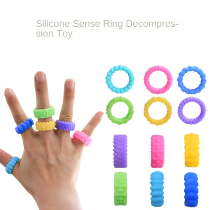 6pcs Silicone Fidget Rings - Durable Stress Relief Sensory Toys for Kids & Anxiety Reduction