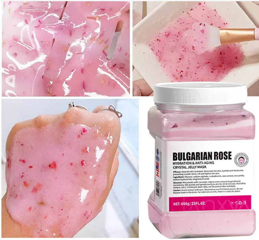 650g Arbutin Rose Jelly Mask Powder – DIY Hydrojelly Peel-Off Mask with Vitamin C, Hyaluronic Acid & 24K Gold for Skin Care
