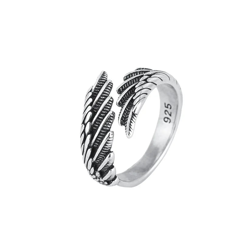 925 Sterling Silver Angel Wing Ring - Adjustable Women's Engagement & Wedding Jewelry