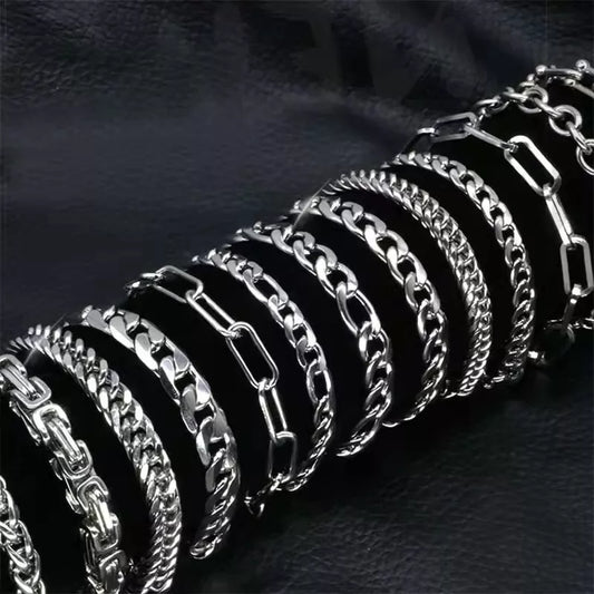 316L Stainless Steel Cuban Chain Bracelet | Figaro Vintage Metal | Viking & Kpop Style | Luxury Jewelry Gift for Men & Women