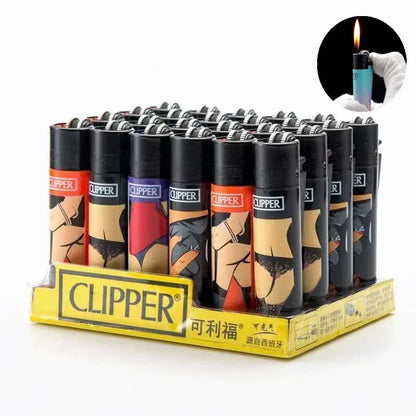 Clipper Dual Color Gradient Windproof Lighter – Open Flame Gear Cigarette Lighter with Metal Grinding Wheel