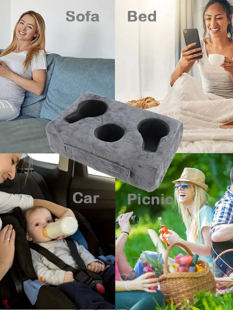 Sofa Cup Holder Pillow – Couch Arm Table Drink Caddy with Remote Holder for Sofa, Bed, RV & Car