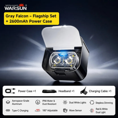 WARSUN Falcon 7 Rechargeable Fishing Headlamp - Bright Hands-Free Hat Clip Light for Night Fishing & Camping
