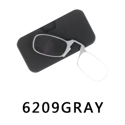 Men’s Nose Clip Reading Glasses – High-Quality Portable Transparent Eyewear for Seniors with Case
