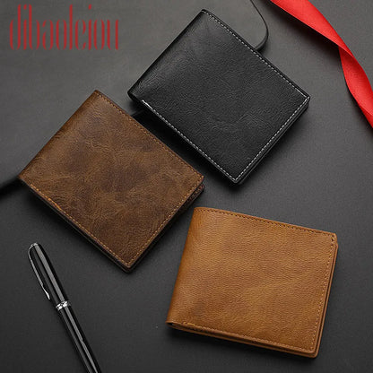 Retro Men’s PU Leather Wallet with Zipper – Classic Bi-Fold Business Card Holder with Multiple Pockets & Money Clip Slim Credit Card Wallet