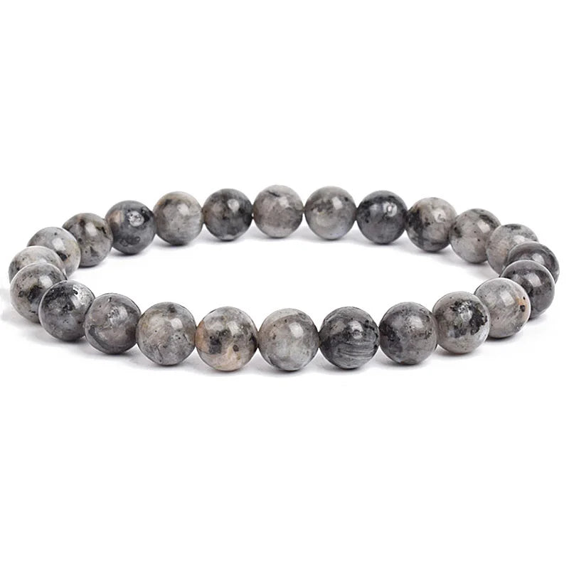 Natural Stone Bead Bracelet - Amethyst Crystal Quartz Aquamarine Jade Agate Elastic Bangle Jewelry for Women & Men