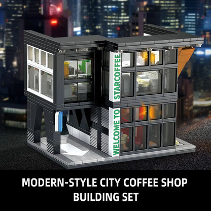 City Coffee House Building Blocks Set – 581 PCS Street View Construction Toy with Lights, Perfect Christmas Gift for Kids and Adults