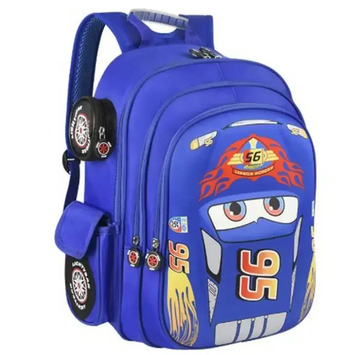 Disney Car Cartoon Backpack - School Bag for Boys and Girls Aged 3-12, Ideal for Kindergarten and Primary School