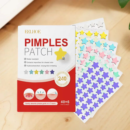 240Pcs Heart & Star Shape Acne Patches - High-End Pimple Dots for Moisturizing & Covering Zits and Blemishes