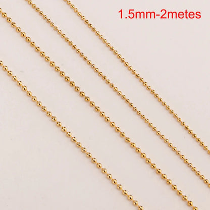 Stainless Steel Beaded Ball Chain - 1.5mm 2mm 2.4mm Bulk Jewelry Chain for DIY Necklaces & Craft Making Supplies