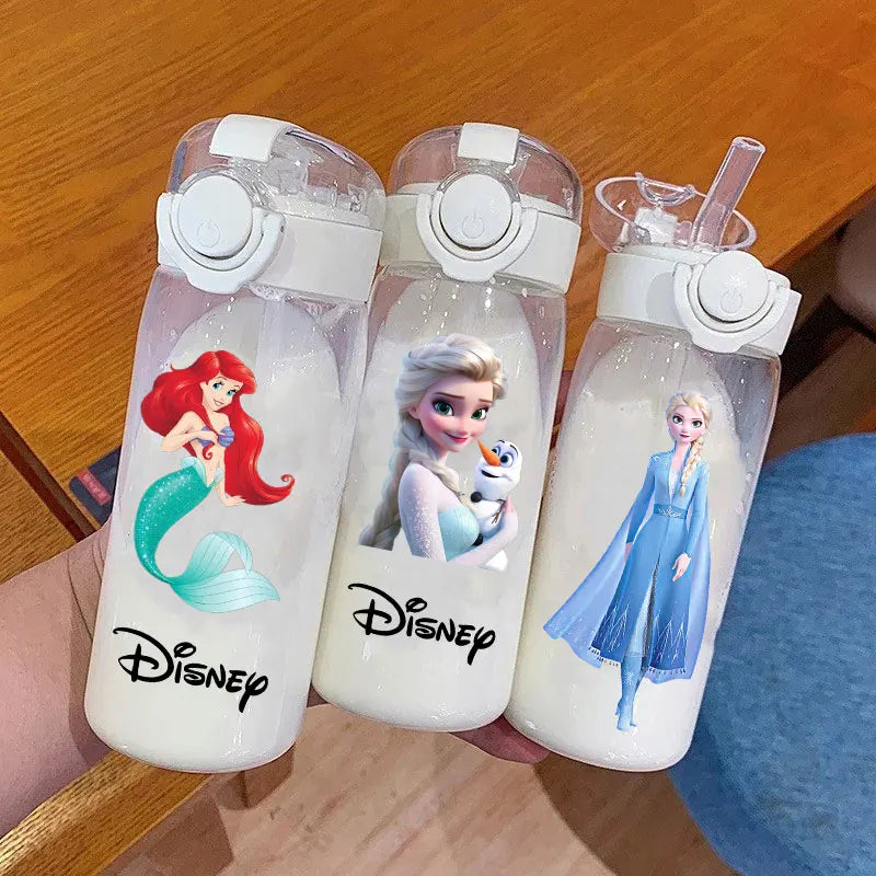 600/400ML Mermaid Princess Water Cup – Portable Transparent Plastic Sport Bottle for Kids