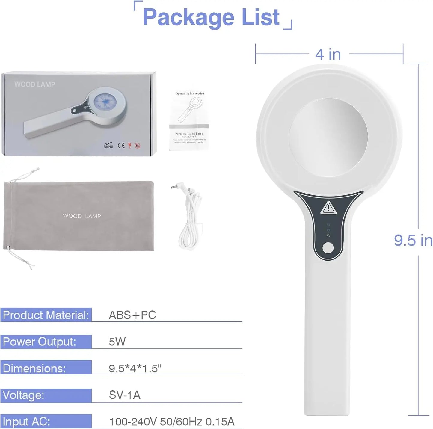 Wireless Wood's Lamp Skin Analyzer – UV Magnifying Device for Facial Beauty & Skin Analysis