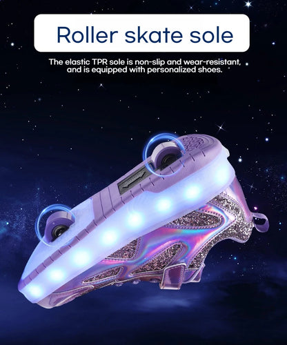 Kids' Inline Roller Skates – Removable 2-Wheel Skate Sneakers for Girls, Powerslide Wheeled Shoes