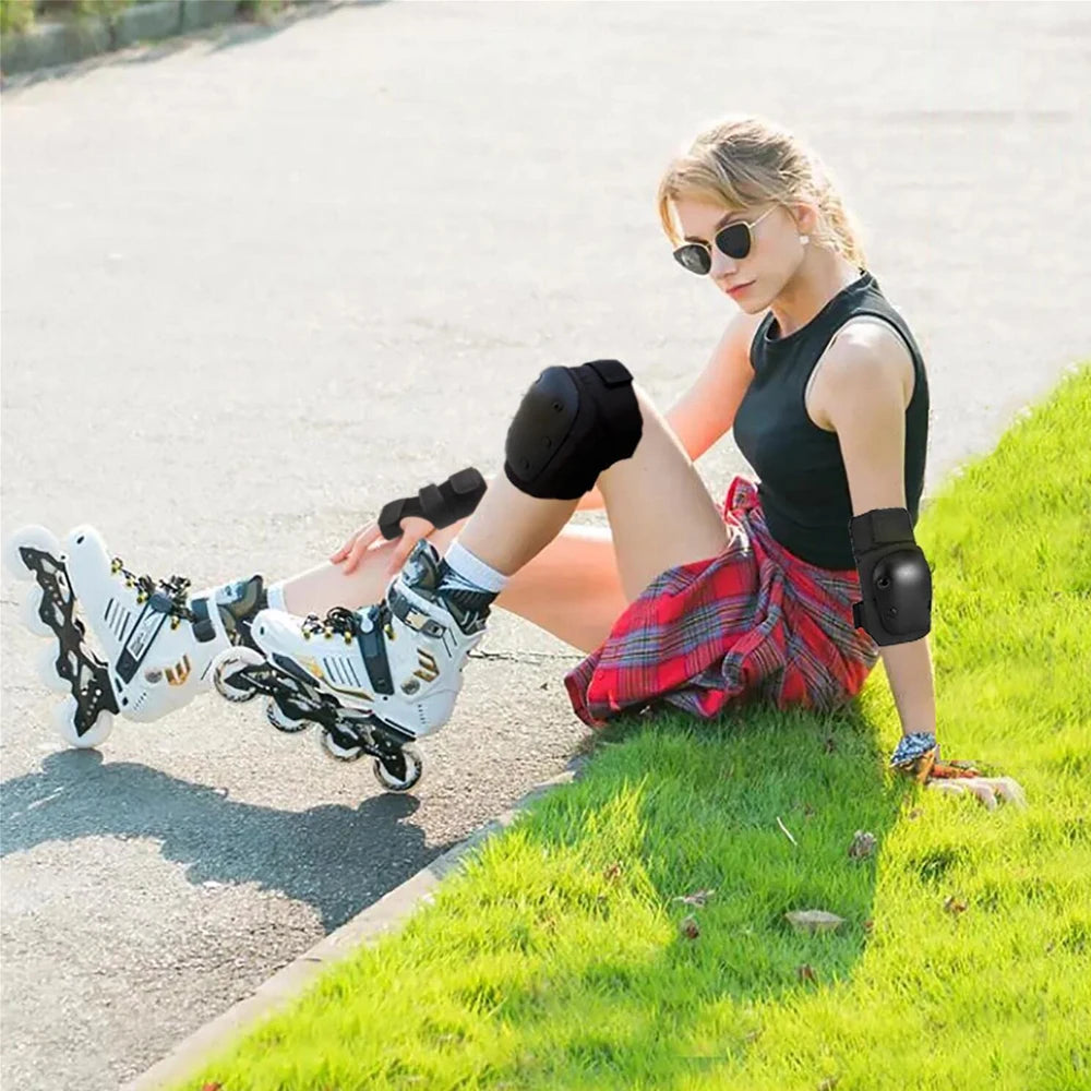 Adult/Kids 6-in-1 Protective Gear Set – Knee Pads, Elbow Pads & Wrist Guards for Skating, Skateboarding, Scooter & BMX
