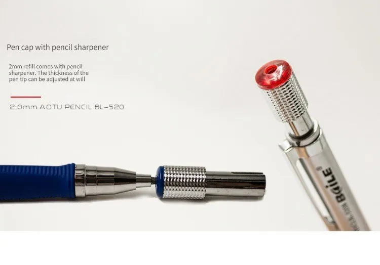 Mechanical Pencil Set 2.0mm – Automatic Pencil with 2B Black & Colored Lead Refills for Writing, Sketching, & Art Drawing