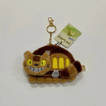 Cute Cat Bus Plush Coin Purse - Cartoon Anime Shoulder Bag Card Holder Pendant Gift for Kids & Collectors