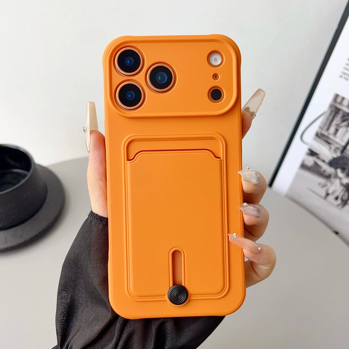 Push Card Wallet Phone Case with Card Slot Holder, Soft TPU Credit Card Cover for iPhone 17, 16, 15, 14, 13, 12, 11 Pro Max, Air, Plus & Mini