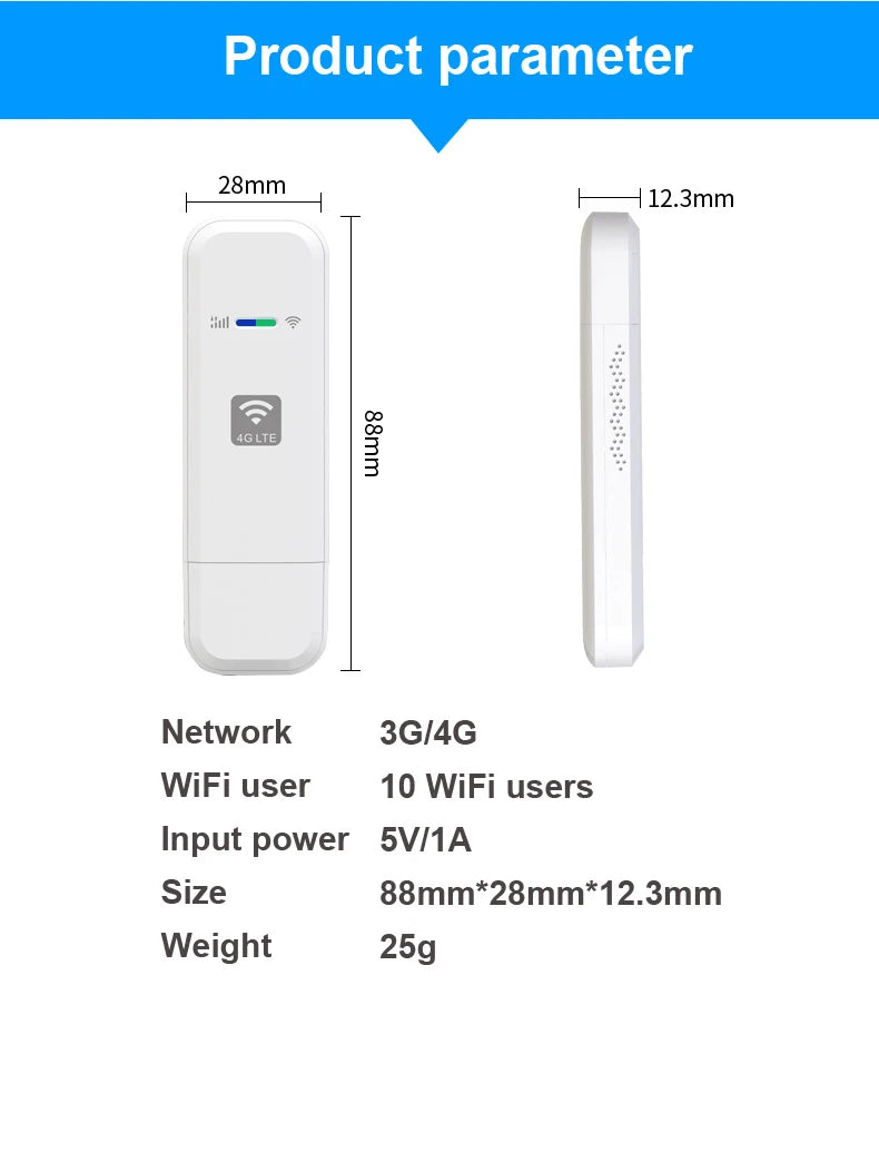 HOSAYA LDW931 4G LTE Portable WiFi Router – Nano SIM USB Modem Pocket Hotspot for 10 Users