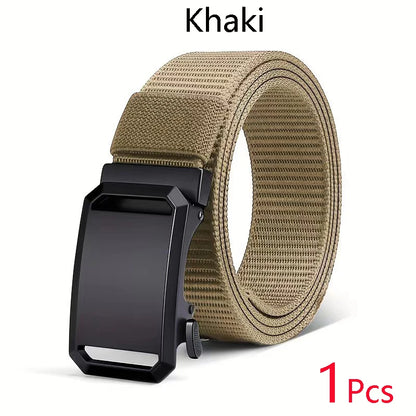 Newest Automatic Buckle Canvas Belt – Tactical Waist Belt for Men, Durable Casual Outdoor, Hunting, Golf & Adventure Training Pants