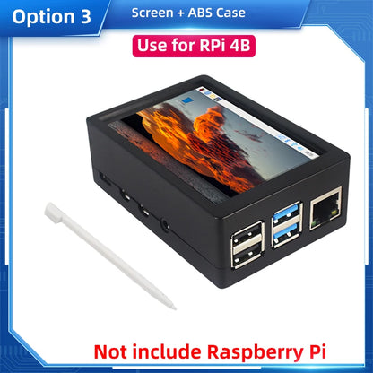 Raspberry Pi 3.5" Touch Screen LCD Display - 480×320 TFT with Optional Case & Cooling Fan for Pi 4B/3B+/3B