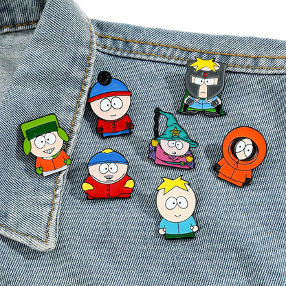 7-Piece Cartoon TV and Movie Character Enamel Pin Set - Metal Lapel Brooches for Backpacks, Hats, Cosplay and Gifts