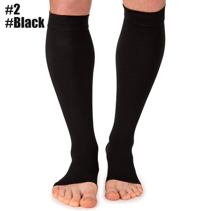 Plus Size Compression Calf Sleeves (S–7XL) – 30–40mmHg Medical Support Socks for Varicose Veins, Edema & Running Athletics Toeless Stockings for Men & Women