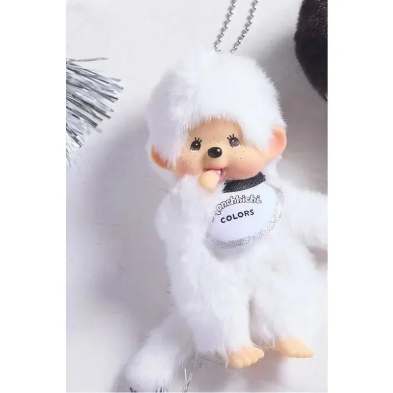 Anime Monchhichi Plush Pendant Doll – Cute Cartoon Character Standing Keychain Claw Machine Toy