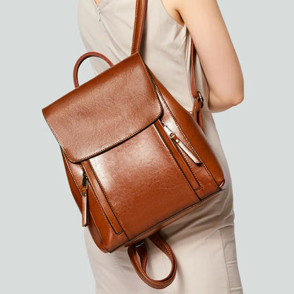 Women's Genuine Leather Backpack - Crossbody Shoulder Bag, School Bag, Laptop Rucksack, and Messenger Bag for Girls