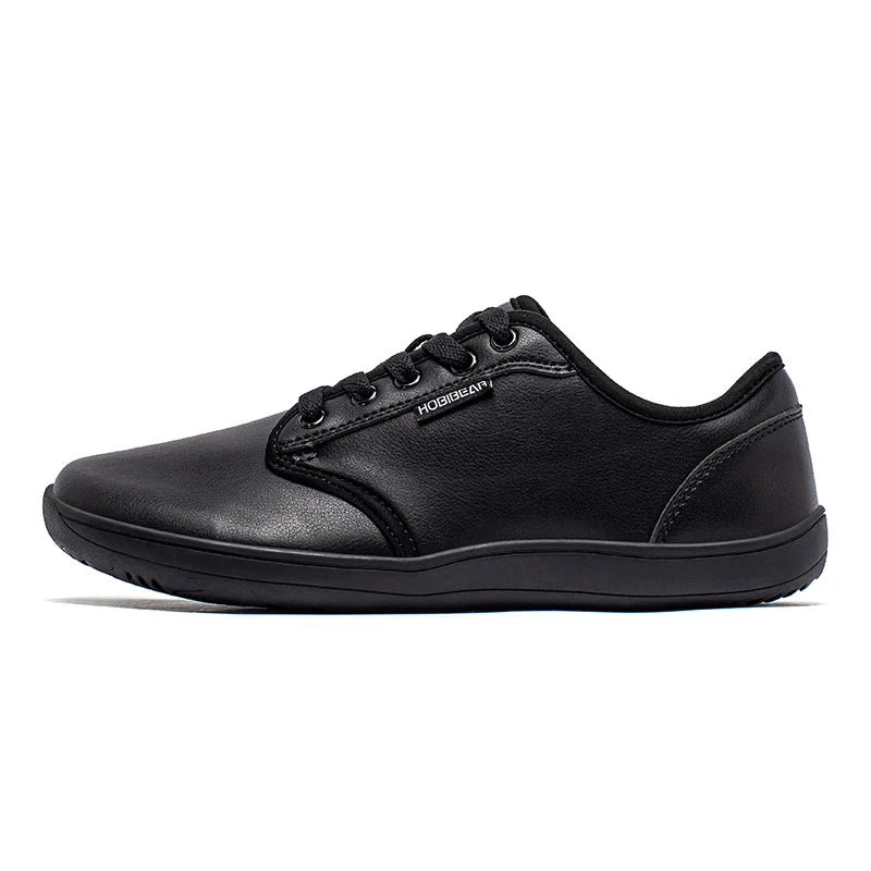 HOBIBEAR Wide-Toe Family Sneakers — Barefoot Minimalist Lace-Up Casual Walking Shoes with Hook & Loop Faux Leather