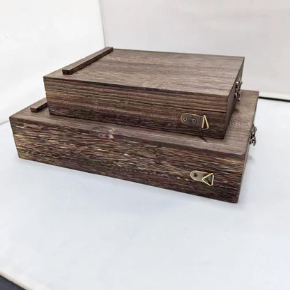 Retro Wooden Box Messenger Bag – Women’s Outdoor Sketch & Tool Storage Bag with Lid, Nostalgic Souvenir Design