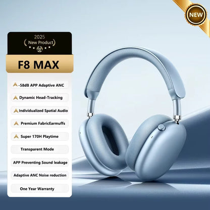 Picun F8 Pro ANC Wireless Headphones - 3D Spatial Audio Bluetooth Headset with HD Mic & Low Latency App Support