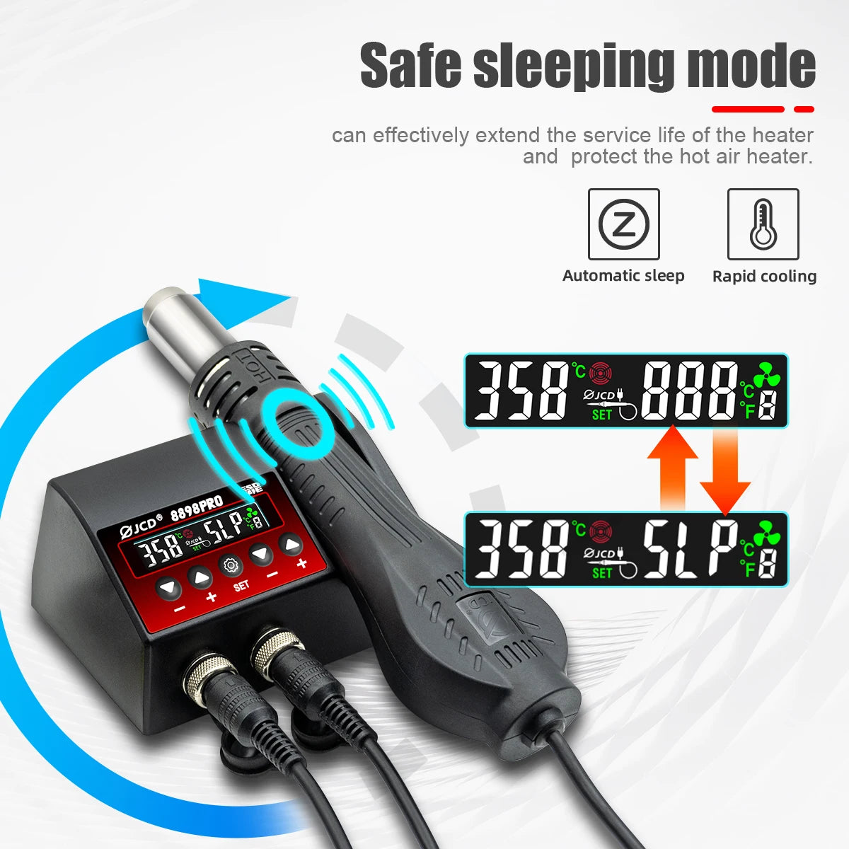 JCD 8898 2-in-1 Soldering Station 750W – Soldering Iron & Hot Air Gun for BGA SMD Phone Repair & Welding