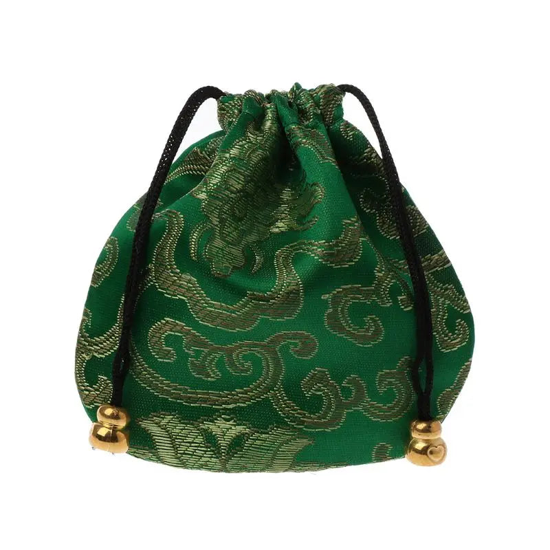 Silk Brocade Drawstring Gift Bags – Embroidered Jewelry, Coin & Candy Pouch for Wedding & Party Favors