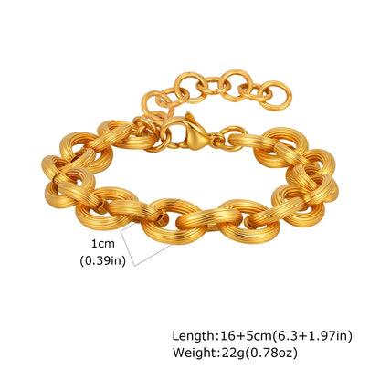Women's Chunky Gold Plated Stainless Steel Link Chain Bracelet – Waterproof Layered Wristband Jewelry