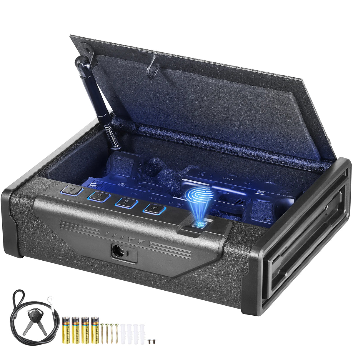 VEVOR Pistol Safe - Q235 Steel Biometric Quick-Access Firearm Lock Box for Secure Storage & Travel