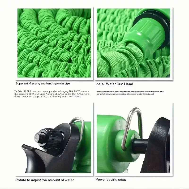 25FT–200FT Expandable Garden Hose – Lightweight Durable Watering Tool with 7-Function Spray Gun