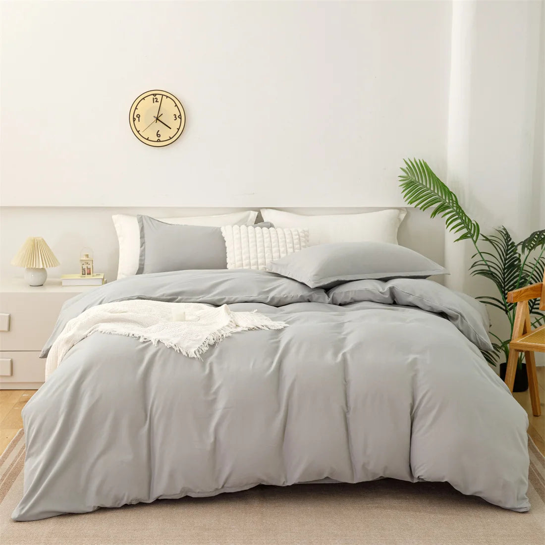 New Design Dark Green Bedding Set - Duvet Cover, Bed Sheet & Pillowcase, King/Queen/Full/Single Size (Excluding Filler), 3/4pcs