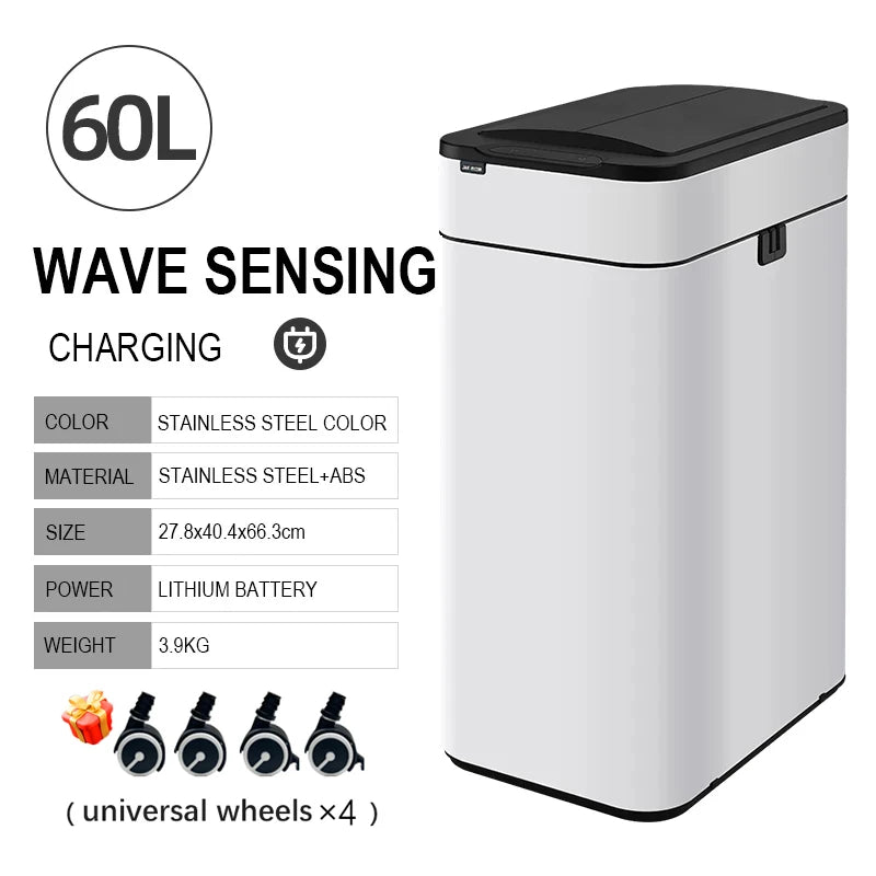 Smart Stainless Steel Trash Can – Automatic Wastebin for Kitchen & Home, 20-60L Large Capacity Garbage Bin