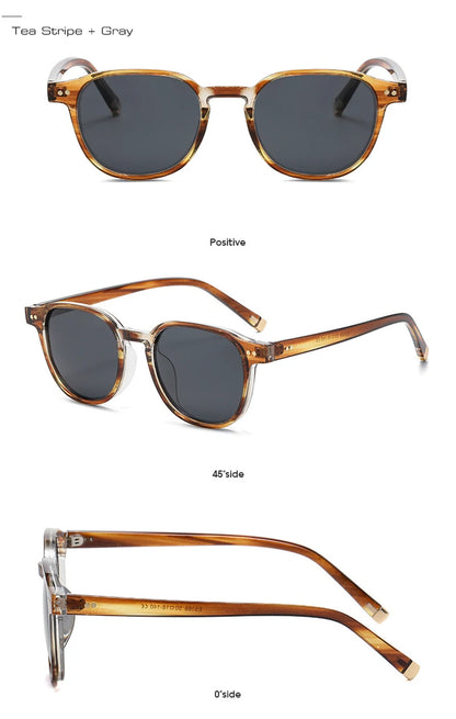 SHAUNA Retro Square Polarized Sunglasses — Fashion Rivet-Decorated Shades for Women & Men, UV400 Driving Sun Glasses