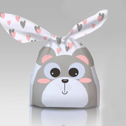 50Pcs Easter Rabbit Ear Cookie Candy Gift Bags - Plastic Pouches for Baking Packaging, Biscuits, Easter Decoration, and 2024 Birthday