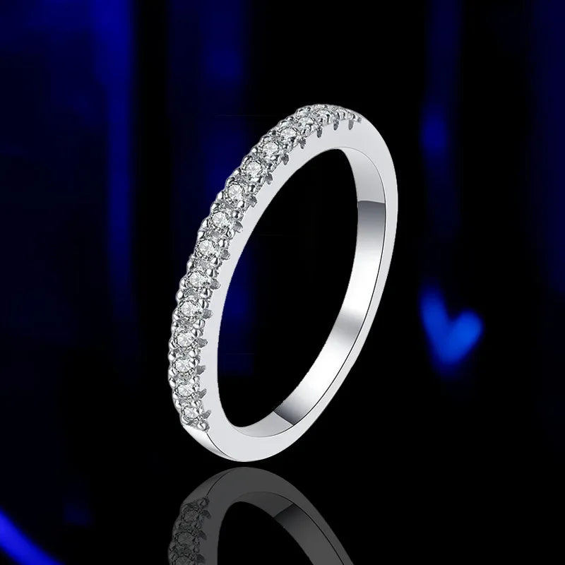 100% Pass Diamond Tester Pen & Moissanite Ring – Matching 925 Sterling Silver Wedding Band for Women