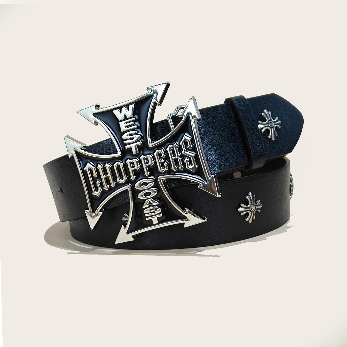 Studded Leather Belt - Y2K Punk Rock Rivet Cross Belt for Men & Women, Jeans & Pants