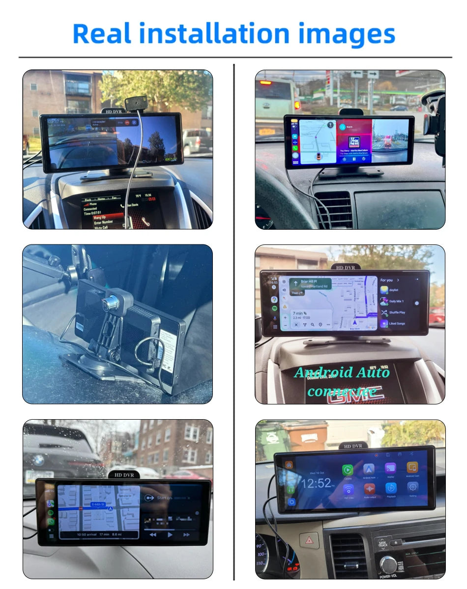11.26-Inch 4K Dash Cam – Wireless CarPlay & Android Auto, Dual Lens DVR, Bluetooth Audio, GPS Navigation Video Recorder
